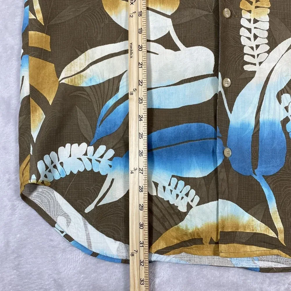 Tommy Bahama Short Sleeve Button Up Men's Medium Floral Print Silk Hawaiian Camp
